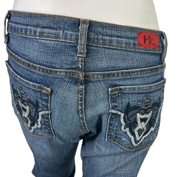 90s Hammer USA Bootcut Denim Jeans Embellished Back Pockets Size Junior 13 - Picture 2 of 13